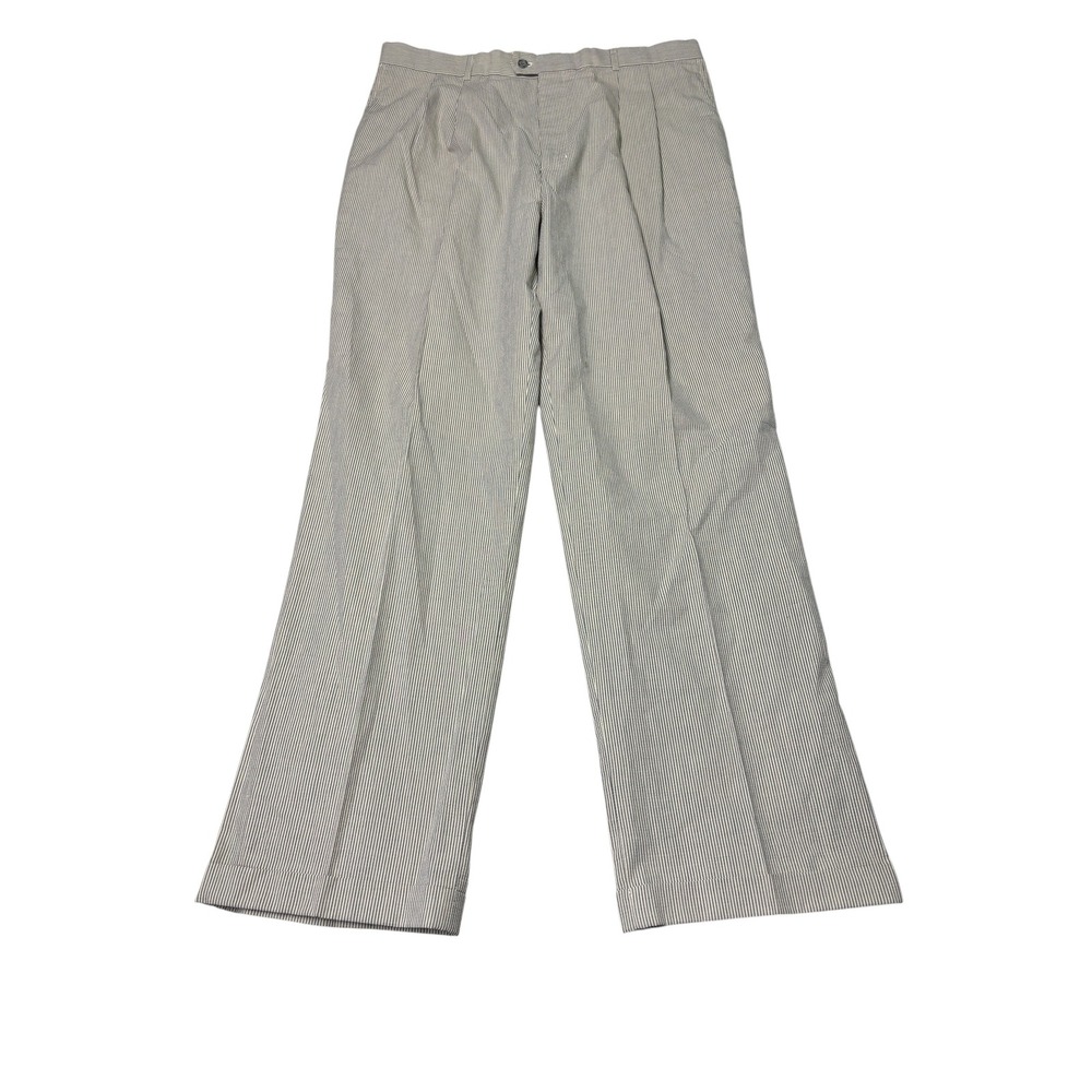 Vintage‎ NWT AKA Eddie Bauer Mens Seersucker White Striped Pleated Pants 40X34